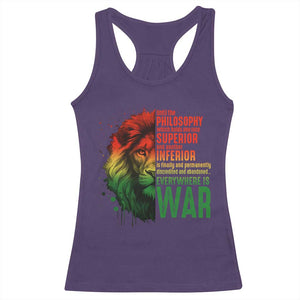 Lion of Judah Racerback Tank Top Rasta Haile Selassie War Speech Jah Bless TS10 Purple Print Your Wear