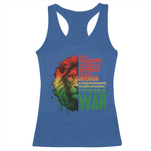 Lion of Judah Racerback Tank Top Rasta Haile Selassie War Speech Jah Bless TS10 Royal Blue Print Your Wear