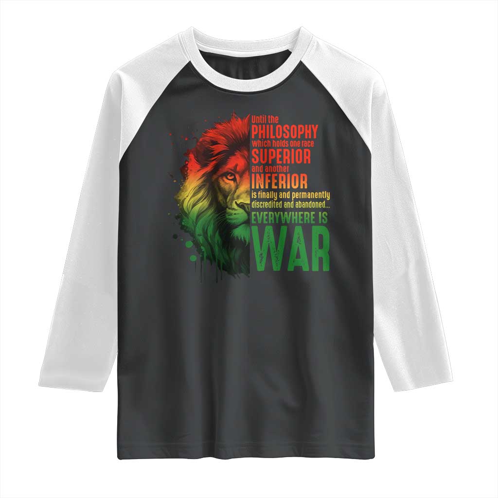 Lion of Judah Raglan Shirt Rasta Haile Selassie War Speech Jah Bless TS10 Black White Print Your Wear