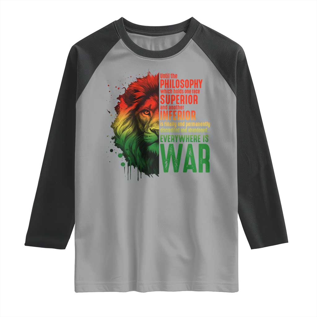 Lion of Judah Raglan Shirt Rasta Haile Selassie War Speech Jah Bless TS10 Sport Gray Black Print Your Wear