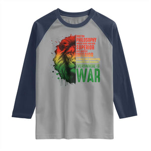 Lion of Judah Raglan Shirt Rasta Haile Selassie War Speech Jah Bless TS10 Sport Gray Navy Print Your Wear
