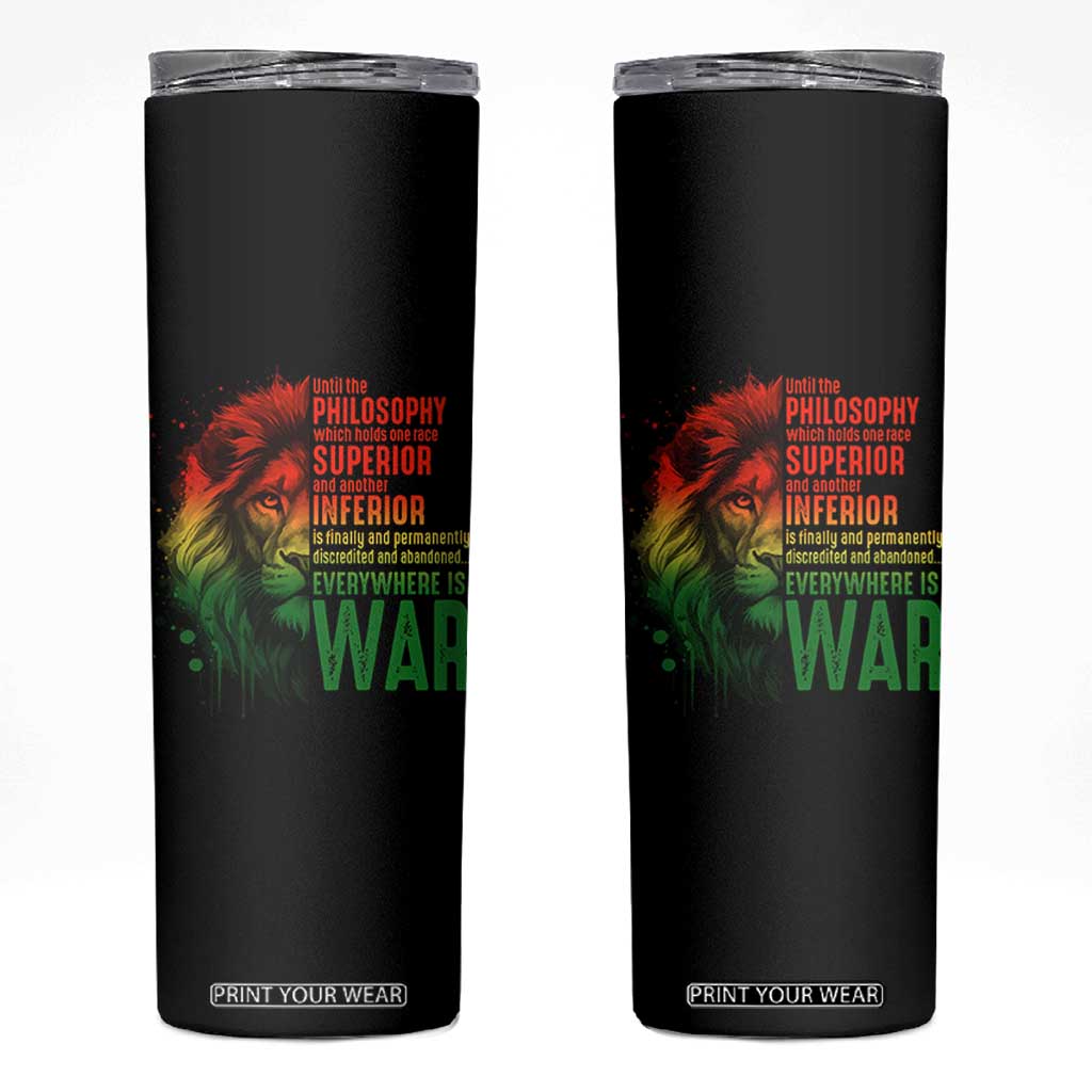 Lion of Judah Skinny Tumbler Rasta Haile Selassie War Speech Jah Bless TS10 Black Print Your Wear