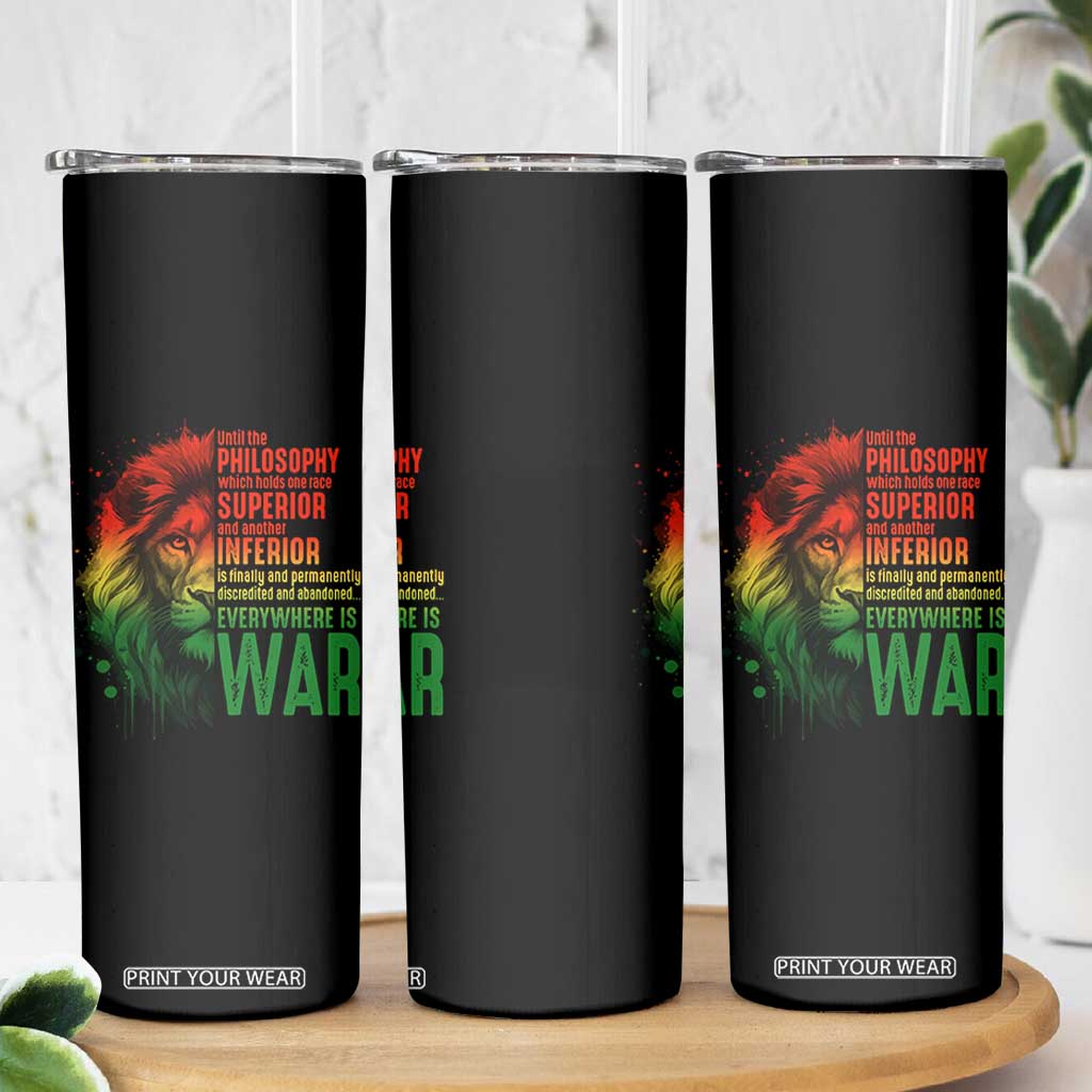 Lion of Judah Skinny Tumbler Rasta Haile Selassie War Speech Jah Bless TS10 Print Your Wear