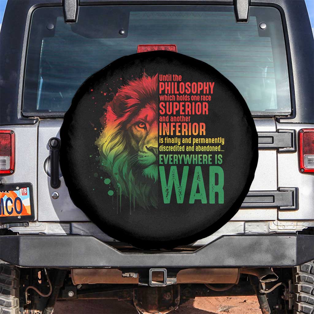 Lion of Judah Spare Tire Cover Rasta Haile Selassie War Speech Jah Bless TS10 No hole Black Print Your Wear