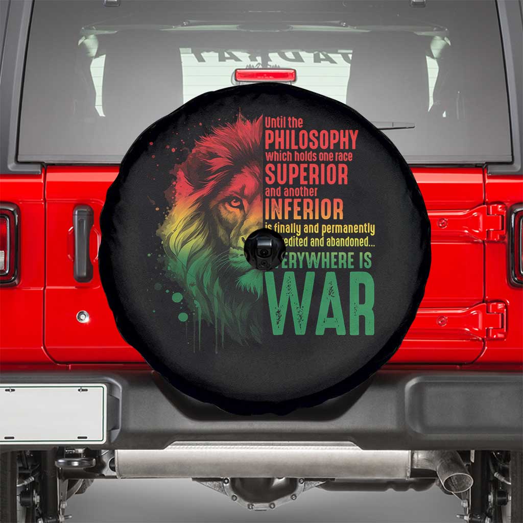 Lion of Judah Spare Tire Cover Rasta Haile Selassie War Speech Jah Bless TS10 Black Print Your Wear