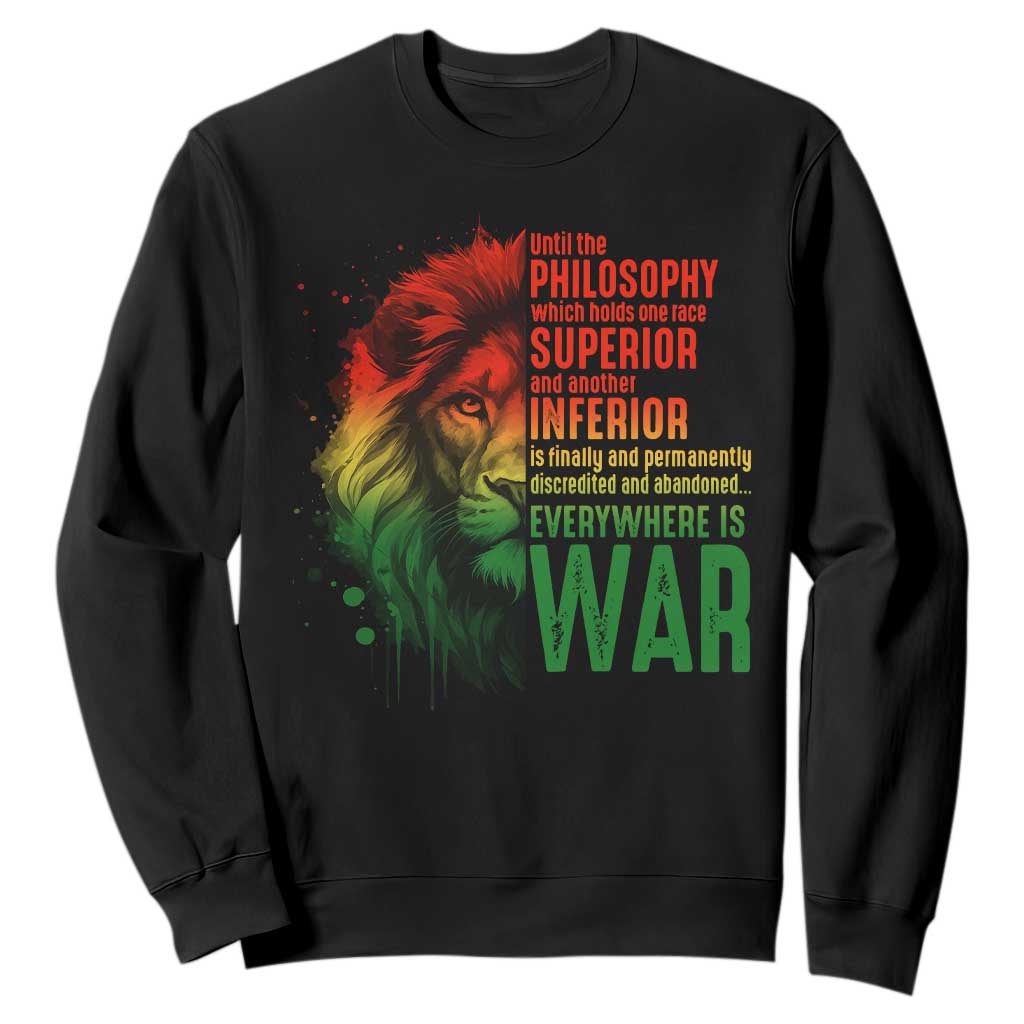 Lion of Judah Sweatshirt Rasta Haile Selassie War Speech Jah Bless TS10 Black Print Your Wear