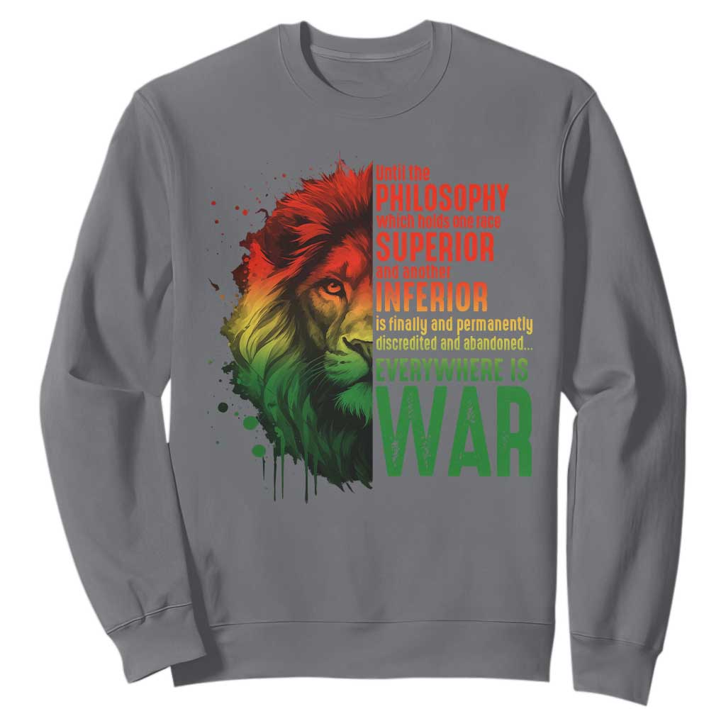 Lion of Judah Sweatshirt Rasta Haile Selassie War Speech Jah Bless TS10 Charcoal Print Your Wear