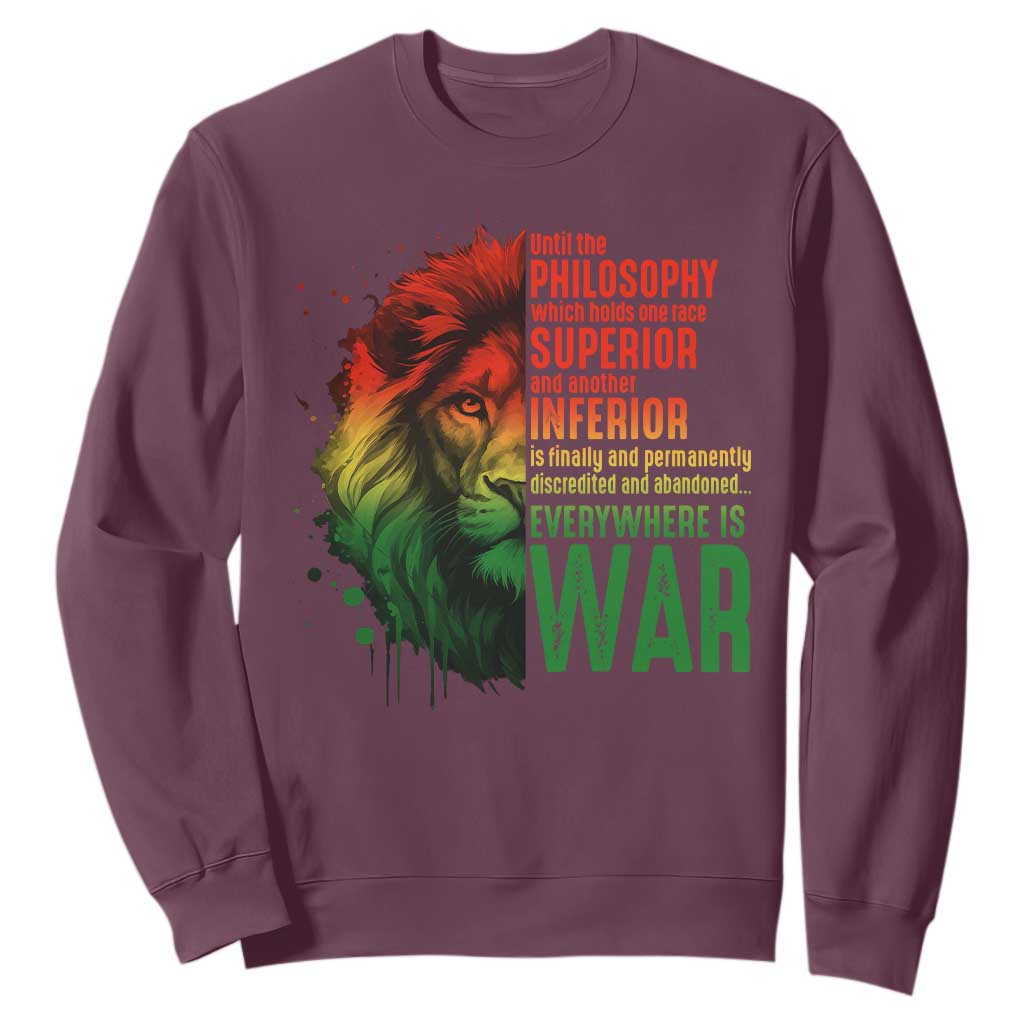 Lion of Judah Sweatshirt Rasta Haile Selassie War Speech Jah Bless TS10 Maroon Print Your Wear