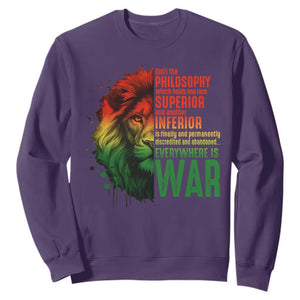 Lion of Judah Sweatshirt Rasta Haile Selassie War Speech Jah Bless TS10 Purple Print Your Wear