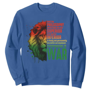 Lion of Judah Sweatshirt Rasta Haile Selassie War Speech Jah Bless TS10 Royal Blue Print Your Wear