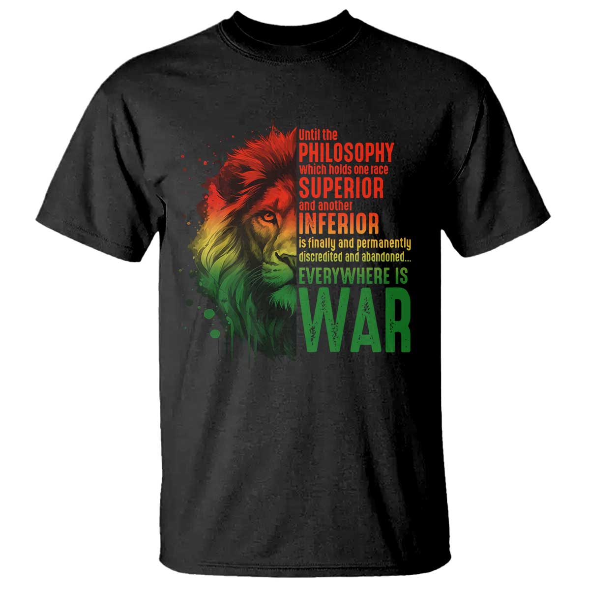 Lion of Judah T Shirt Rasta Haile Selassie War Speech Jah Bless TS10 Black Print Your Wear