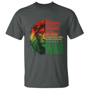 Lion of Judah T Shirt Rasta Haile Selassie War Speech Jah Bless TS10 Dark Heather Print Your Wear