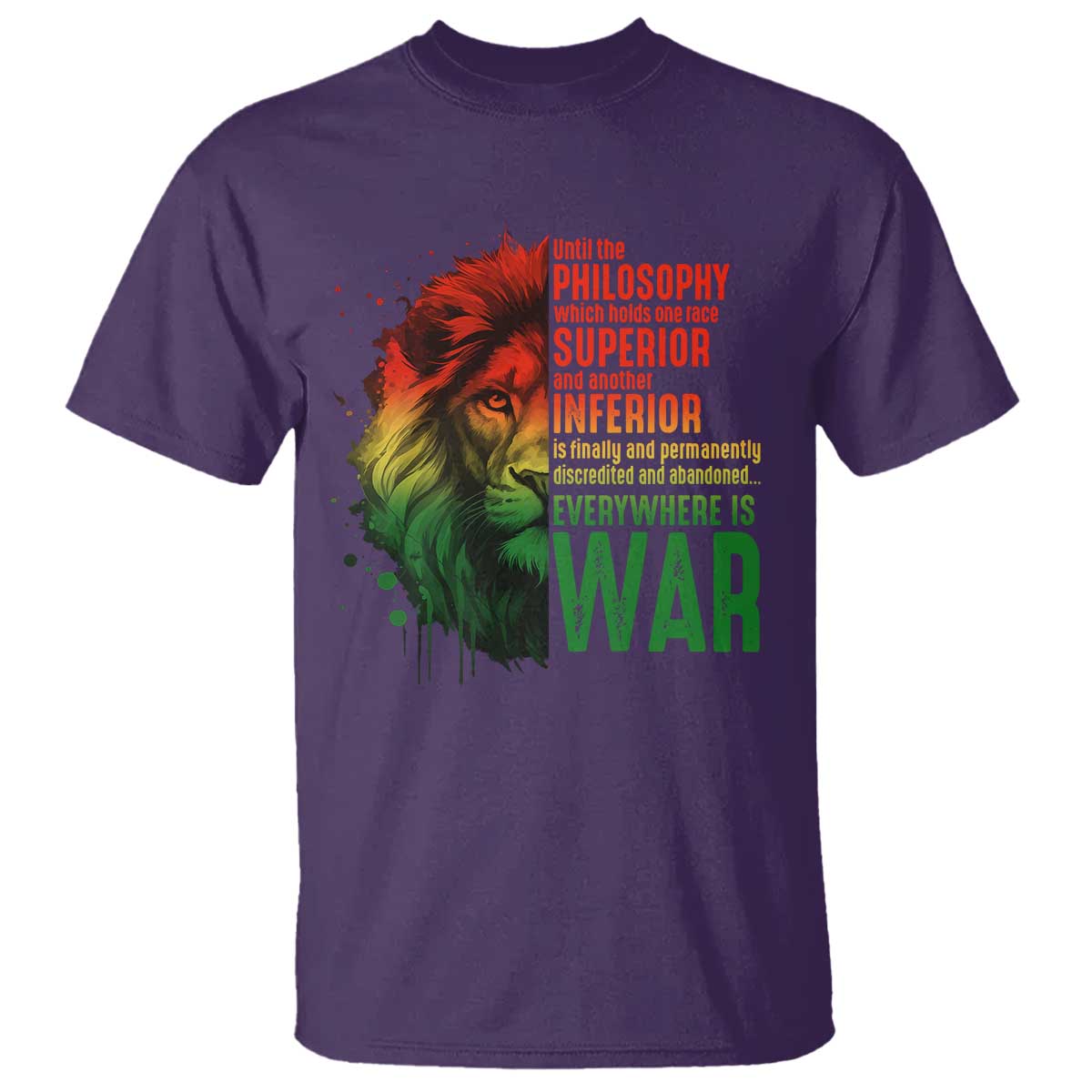Lion of Judah T Shirt Rasta Haile Selassie War Speech Jah Bless TS10 Purple Print Your Wear