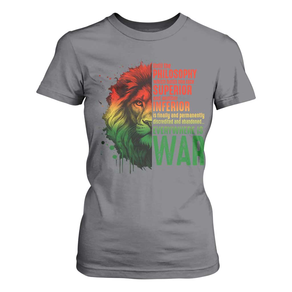 Lion of Judah T Shirt For Women Rasta Haile Selassie War Speech Jah Bless TS10 Charcoal Print Your Wear