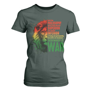 Lion of Judah T Shirt For Women Rasta Haile Selassie War Speech Jah Bless TS10 Dark Forest Green Print Your Wear