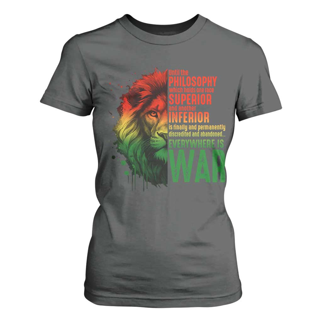 Lion of Judah T Shirt For Women Rasta Haile Selassie War Speech Jah Bless TS10 Dark Heather Print Your Wear