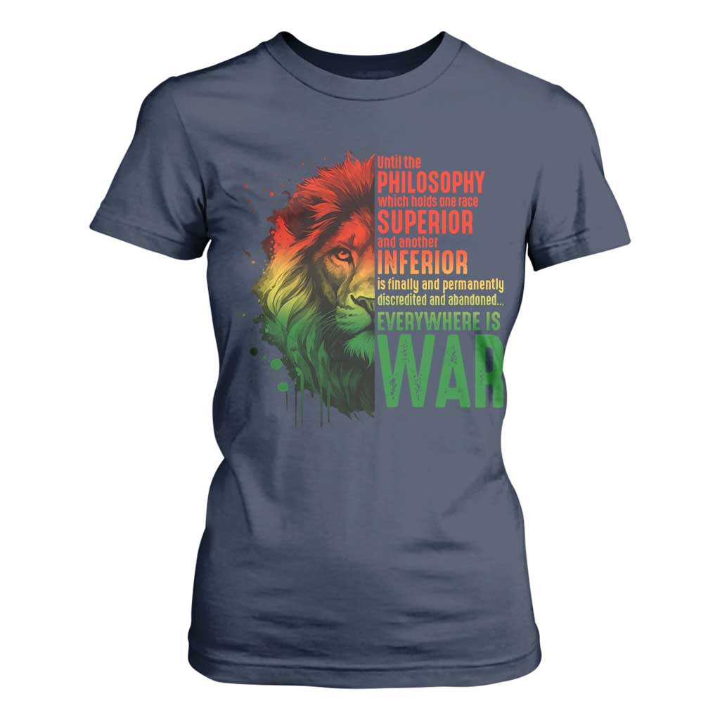 Lion of Judah T Shirt For Women Rasta Haile Selassie War Speech Jah Bless TS10 Navy Print Your Wear