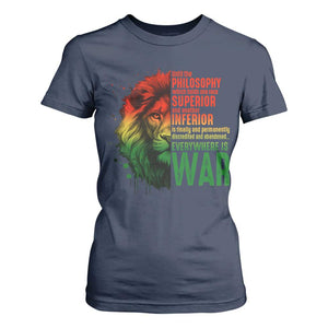 Lion of Judah T Shirt For Women Rasta Haile Selassie War Speech Jah Bless TS10 Navy Print Your Wear