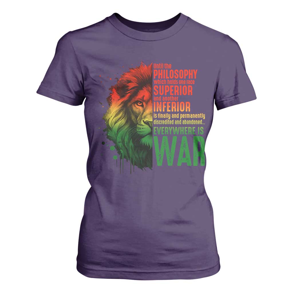 Lion of Judah T Shirt For Women Rasta Haile Selassie War Speech Jah Bless TS10 Purple Print Your Wear