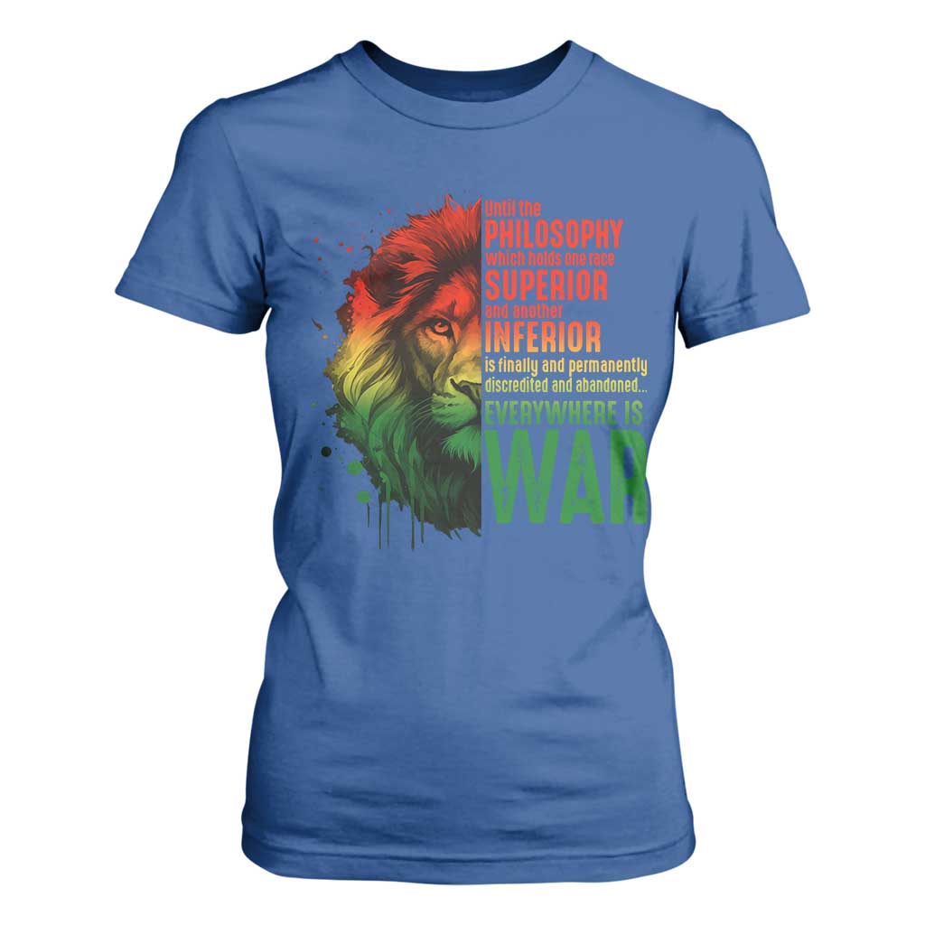 Lion of Judah T Shirt For Women Rasta Haile Selassie War Speech Jah Bless TS10 Royal Blue Print Your Wear