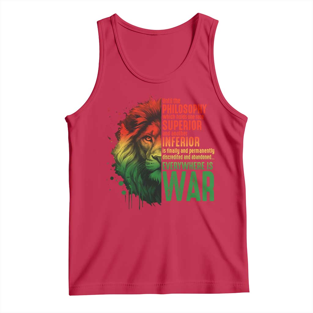Lion of Judah Tank Top Rasta Haile Selassie War Speech Jah Bless TS10 Red Print Your Wear