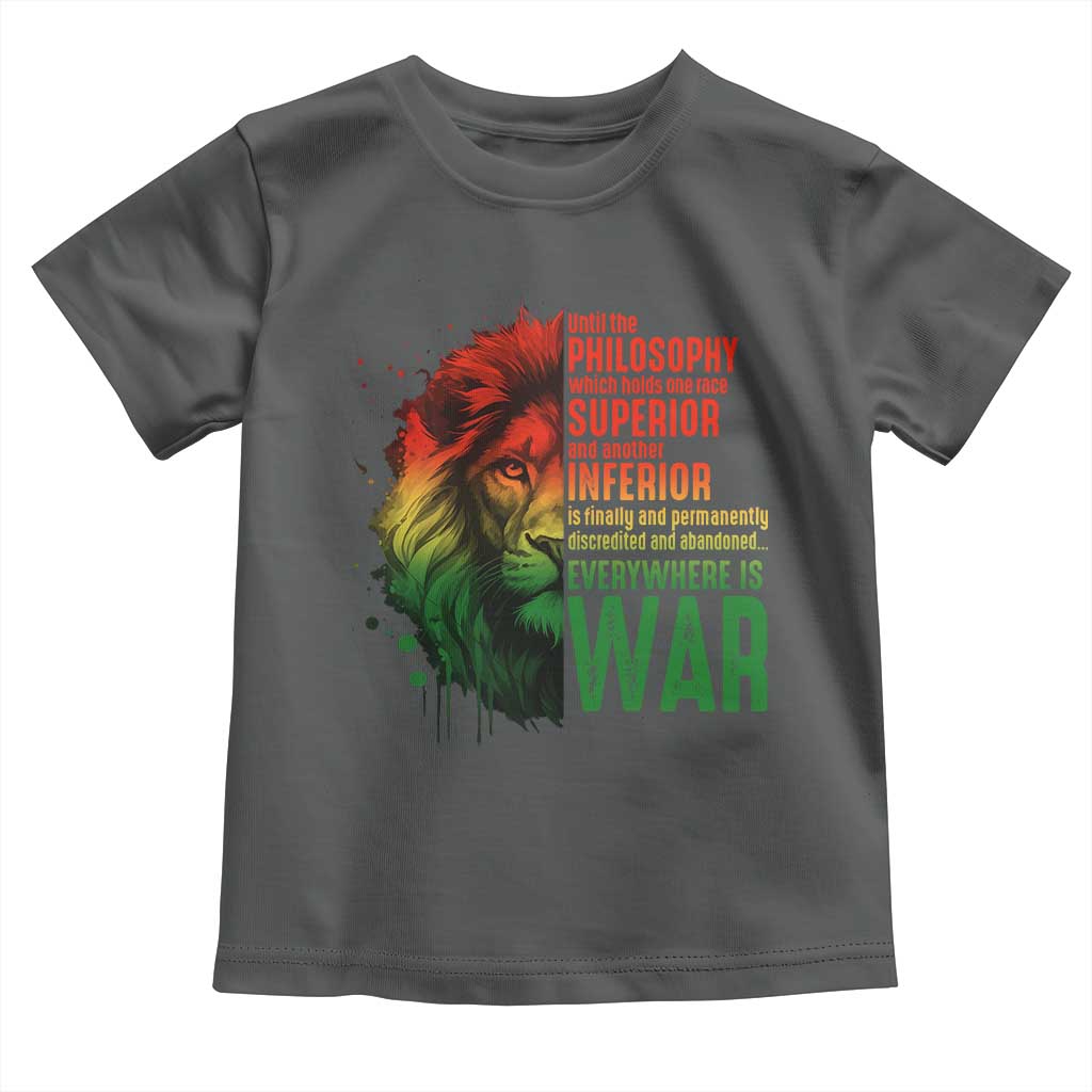 Lion of Judah Toddler T Shirt Rasta Haile Selassie War Speech Jah Bless TS10 Dark Heather Print Your Wear