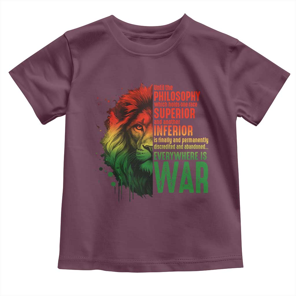 Lion of Judah Toddler T Shirt Rasta Haile Selassie War Speech Jah Bless TS10 Maroon Print Your Wear