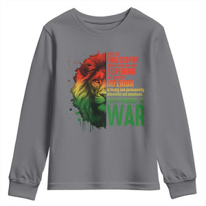 Lion of Judah Youth Sweatshirt Rasta Haile Selassie War Speech Jah Bless TS10 Charcoal Print Your Wear