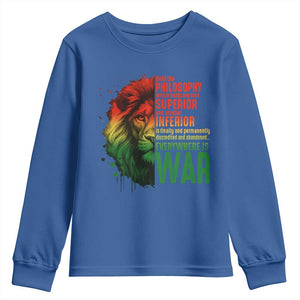Lion of Judah Youth Sweatshirt Rasta Haile Selassie War Speech Jah Bless TS10 Royal Blue Print Your Wear