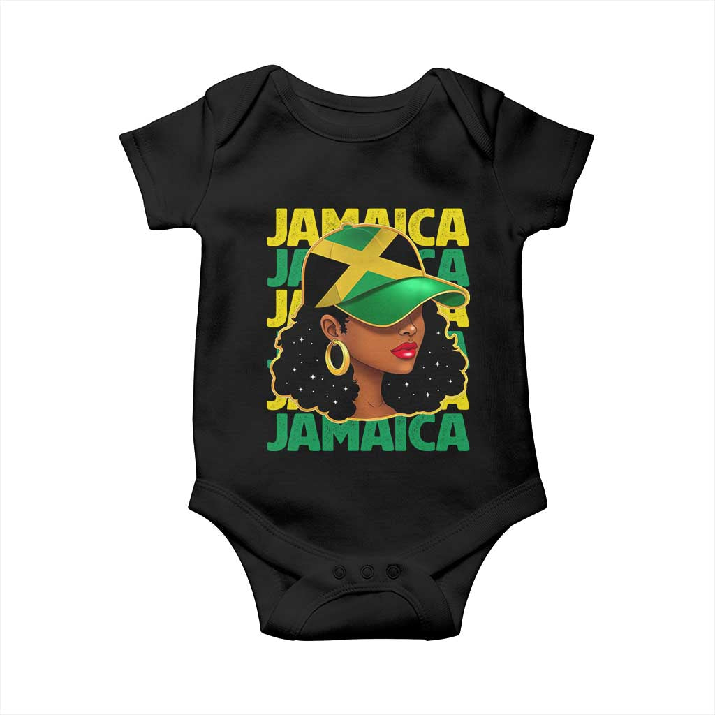 Proud Jamaican Afro Black Woman Jamaica Flag Pride Baby Onesie TS10 Black Print Your Wear