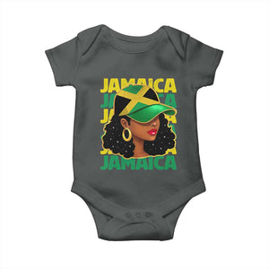 Proud Jamaican Afro Black Woman Jamaica Flag Pride Baby Onesie TS10 Dark Heather Print Your Wear