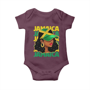 Proud Jamaican Afro Black Woman Jamaica Flag Pride Baby Onesie TS10 Maroon Print Your Wear