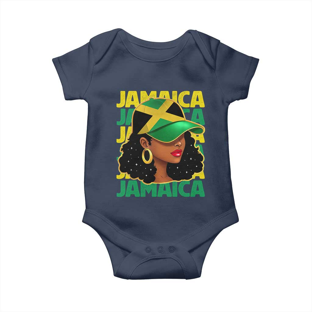 Proud Jamaican Afro Black Woman Jamaica Flag Pride Baby Onesie TS10 Navy Print Your Wear