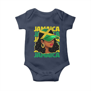 Proud Jamaican Afro Black Woman Jamaica Flag Pride Baby Onesie TS10 Navy Print Your Wear