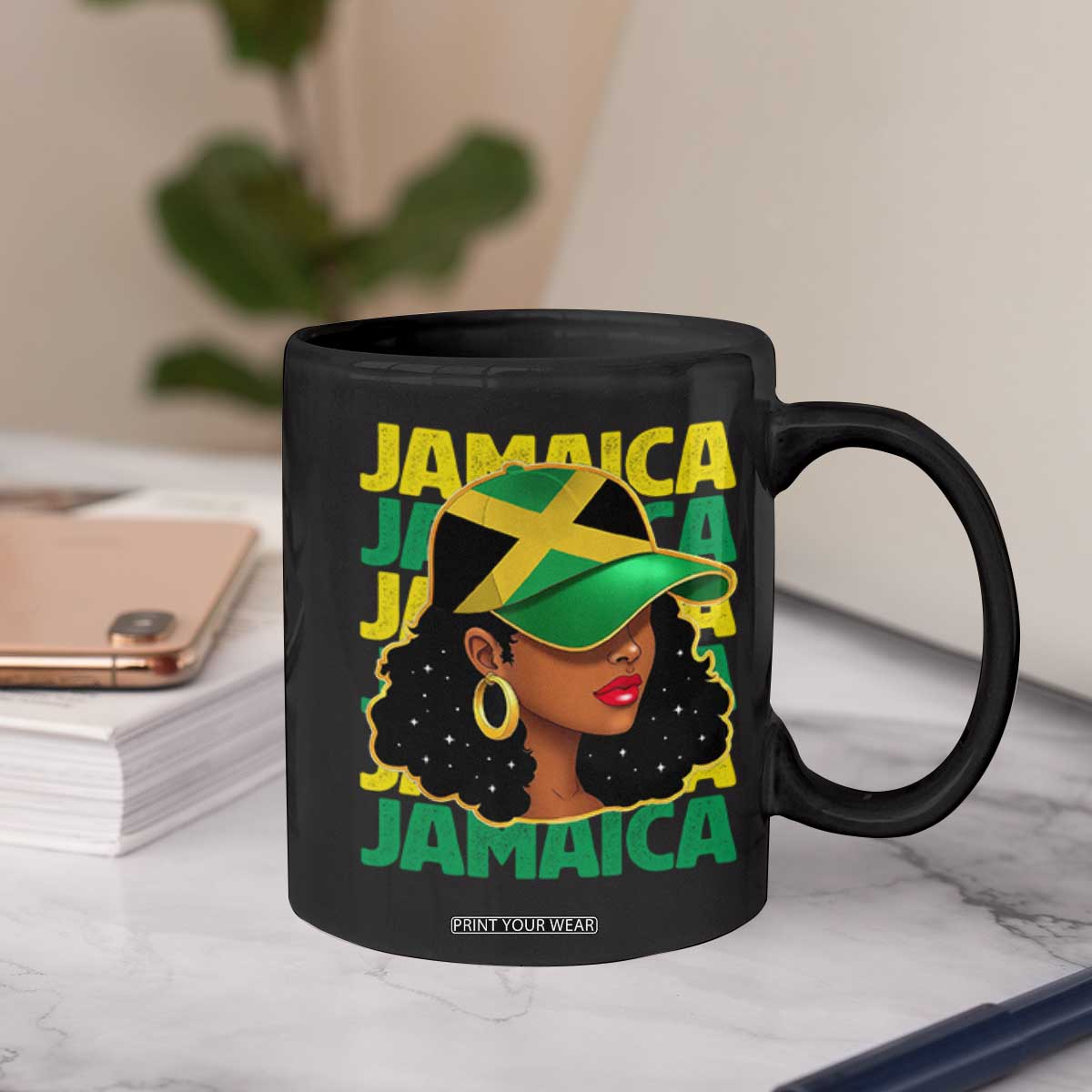 Proud Jamaican Afro Black Woman Jamaica Flag Pride Coffee Mug TS10 Print Your Wear