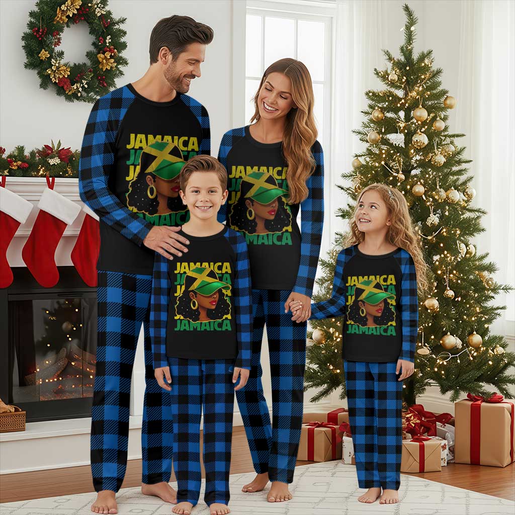 Proud Jamaican Afro Black Woman Jamaica Flag Pride Plaid Pajama Set TS10 Blue Plaid Print Your Wear