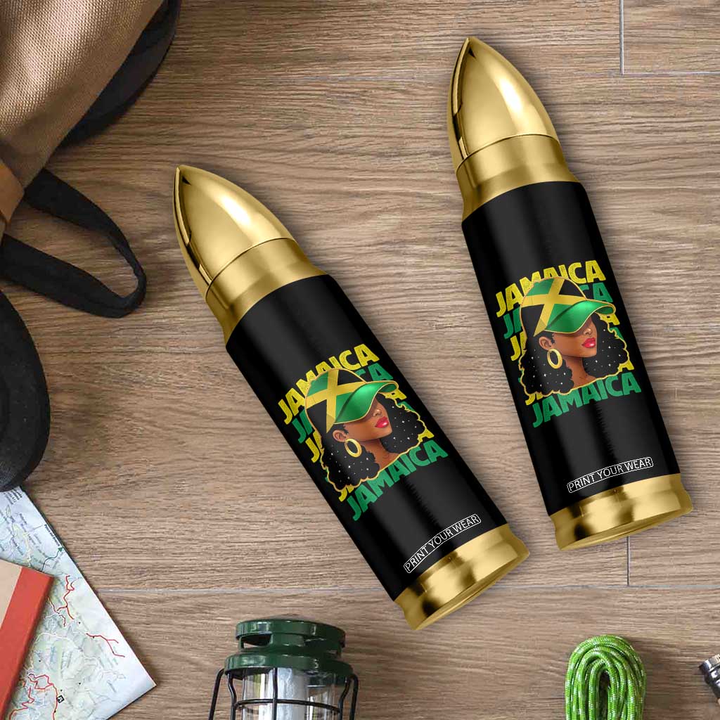 Proud Jamaican Afro Black Woman Jamaica Flag Pride Bullet Tumbler TS10 Print Your Wear