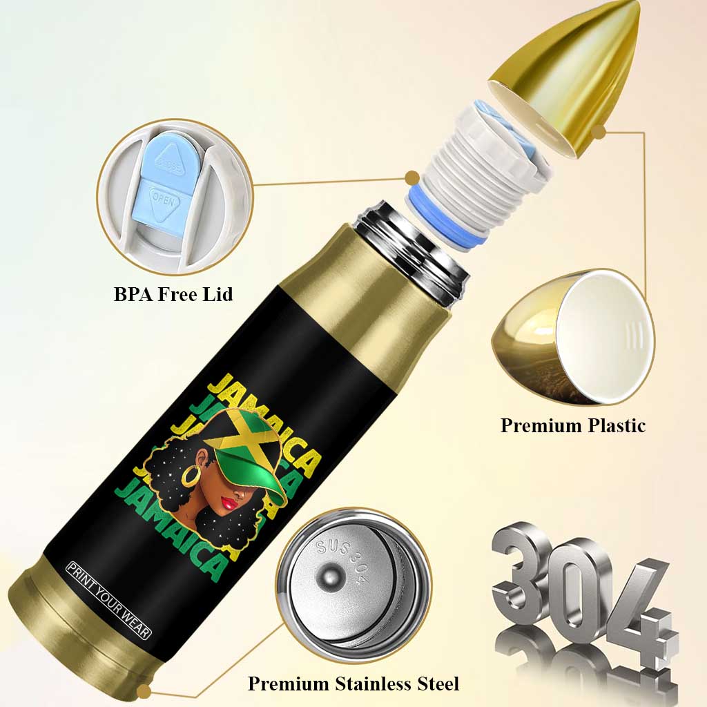 Proud Jamaican Afro Black Woman Jamaica Flag Pride Bullet Tumbler TS10 Print Your Wear