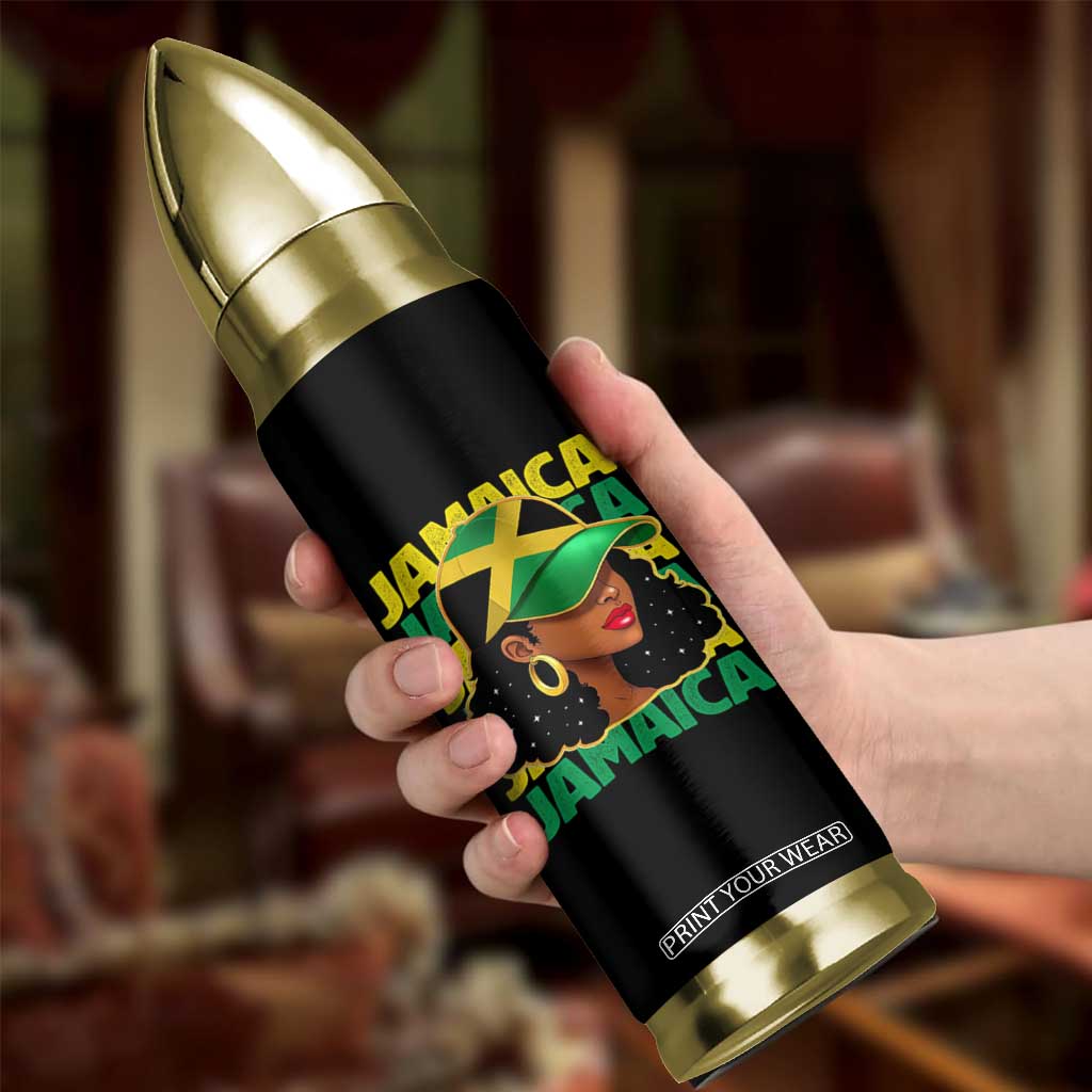 Proud Jamaican Afro Black Woman Jamaica Flag Pride Bullet Tumbler TS10 Print Your Wear