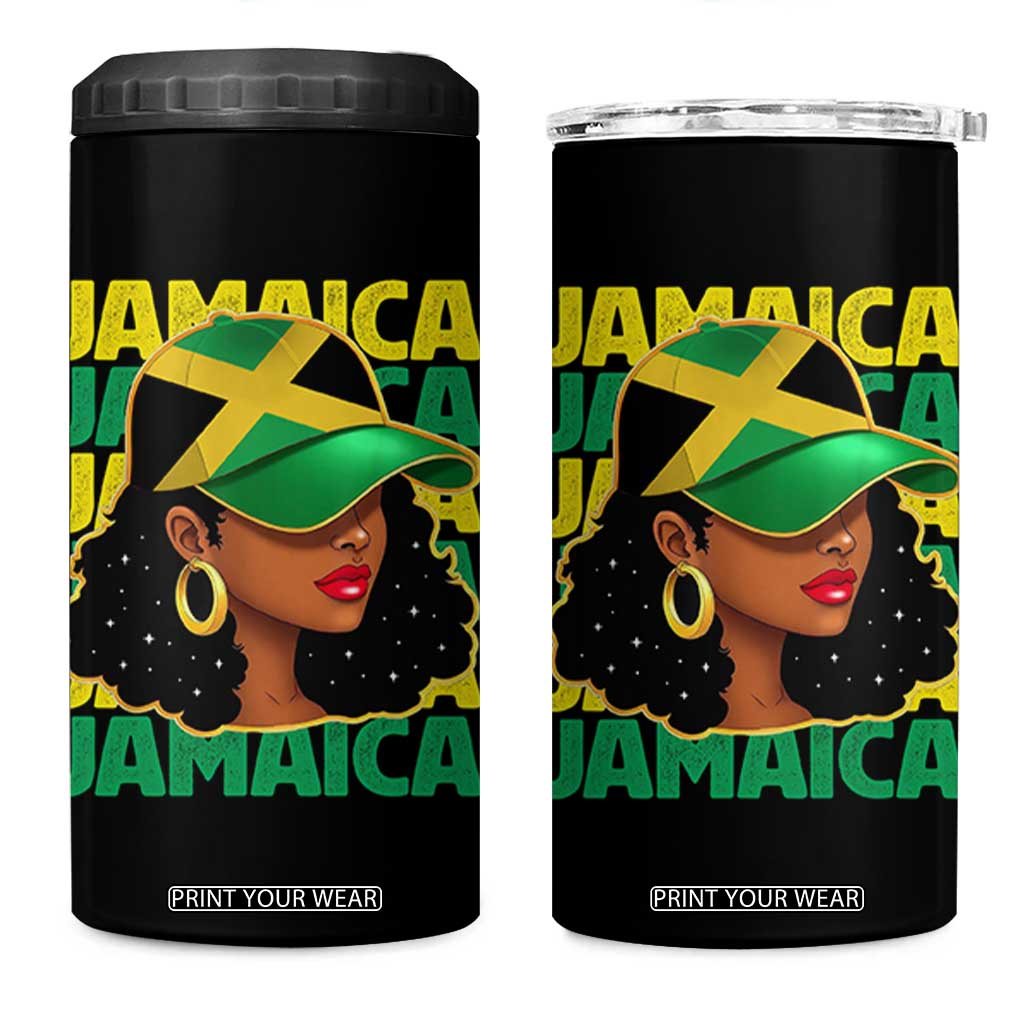 Proud Jamaican Afro Black Woman Jamaica Flag Pride 4 in 1 Can Cooler Tumbler TS10 One Size: 16 oz Black Print Your Wear