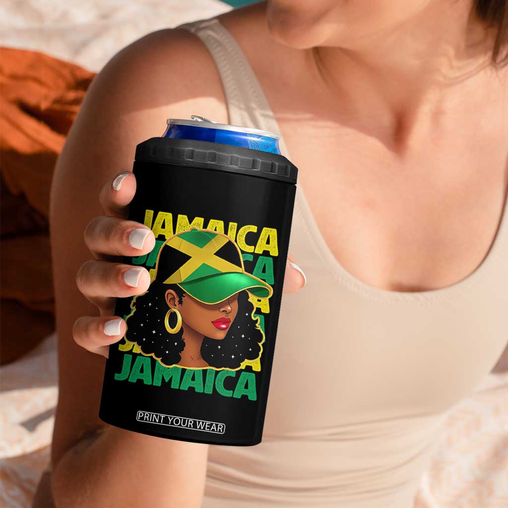 Proud Jamaican Afro Black Woman Jamaica Flag Pride 4 in 1 Can Cooler Tumbler TS10 Print Your Wear