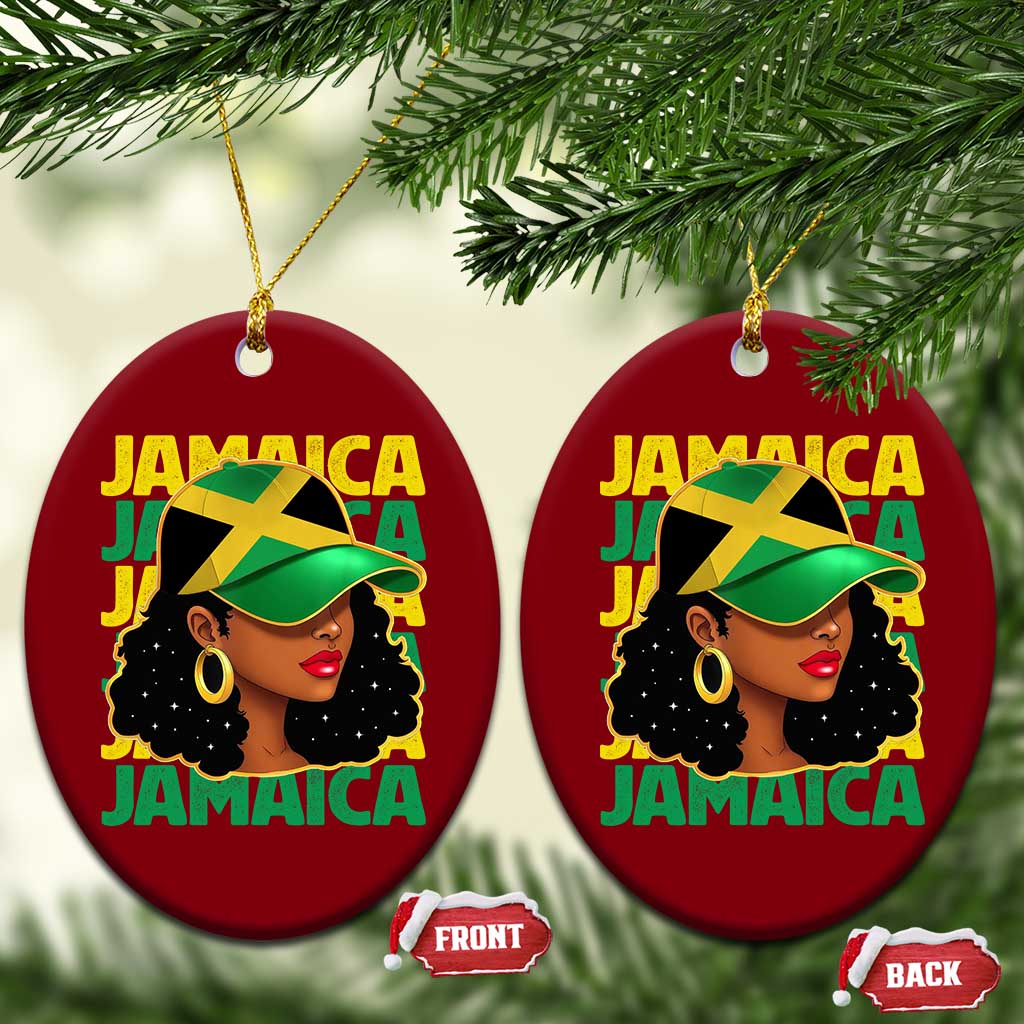 Proud Jamaican Afro Black Woman Jamaica Flag Pride Ceramic Ornament TS10 Print Your Wear