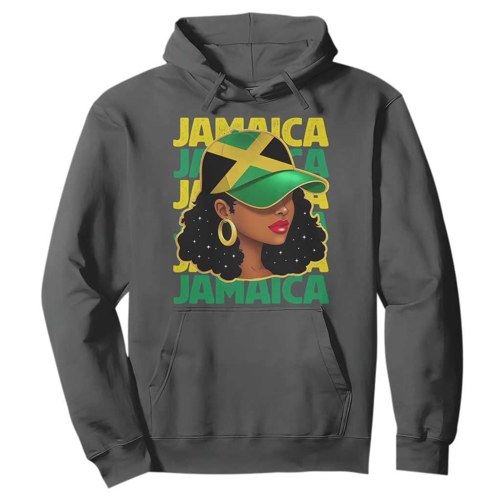 Proud Jamaican Afro Black Woman Jamaica Flag Pride Hoodie TS10 Dark Heather Print Your Wear