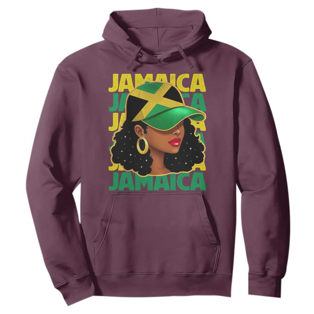 Proud Jamaican Afro Black Woman Jamaica Flag Pride Hoodie TS10 Maroon Print Your Wear