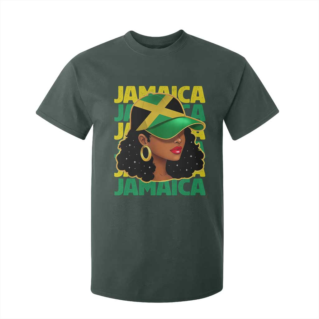 Proud Jamaican Afro Black Woman Jamaica Flag Pride T Shirt For Kid TS10 Dark Forest Green Print Your Wear