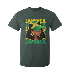 Proud Jamaican Afro Black Woman Jamaica Flag Pride T Shirt For Kid TS10 Dark Forest Green Print Your Wear