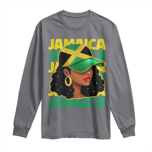 Proud Jamaican Afro Black Woman Jamaica Flag Pride Long Sleeve Shirt TS10 Charcoal Print Your Wear