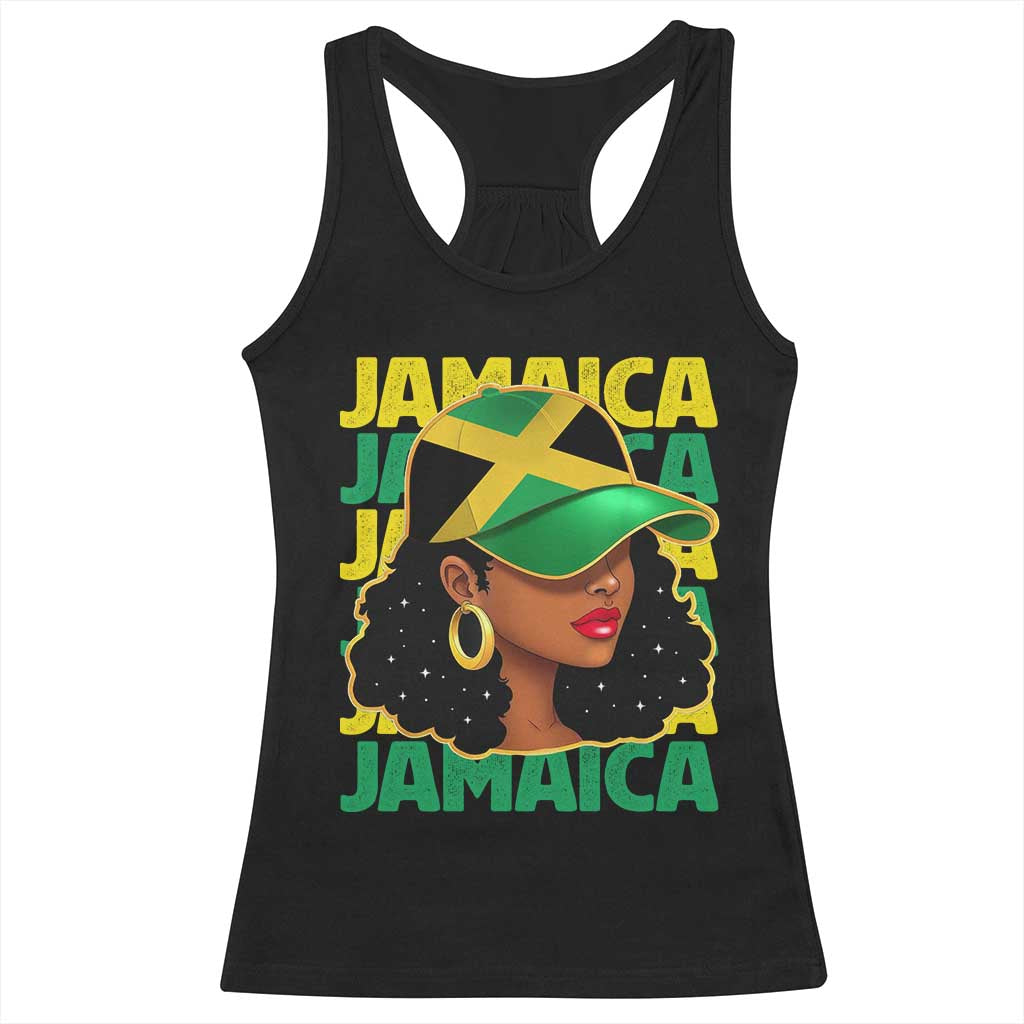 Proud Jamaican Afro Black Woman Jamaica Flag Pride Racerback Tank Top TS10 Black Print Your Wear