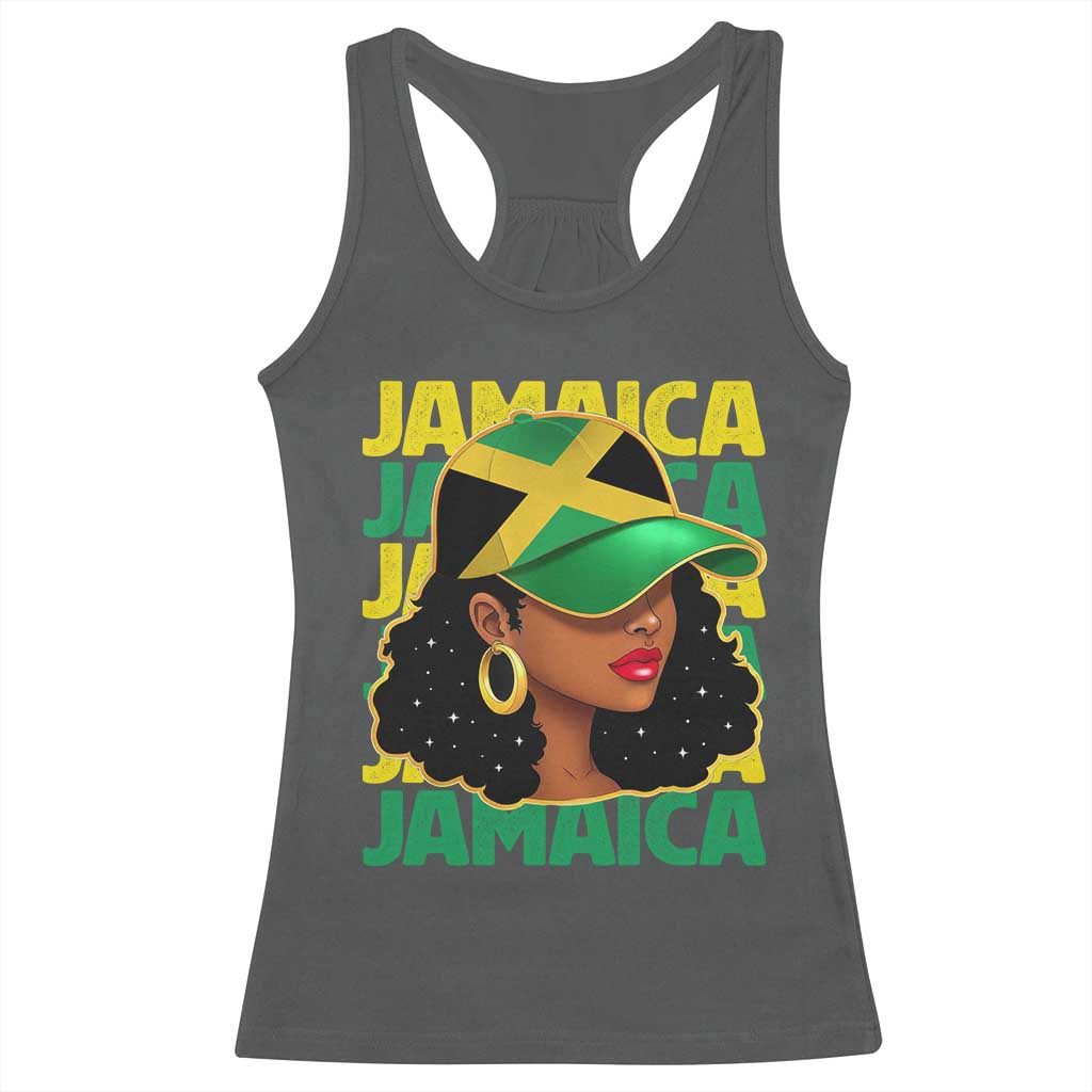 Proud Jamaican Afro Black Woman Jamaica Flag Pride Racerback Tank Top TS10 Dark Heather Print Your Wear
