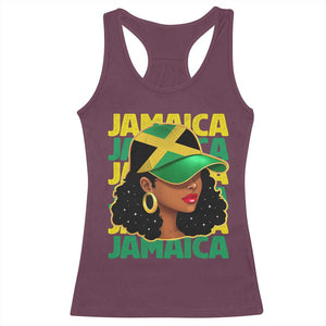 Proud Jamaican Afro Black Woman Jamaica Flag Pride Racerback Tank Top TS10 Maroon Print Your Wear